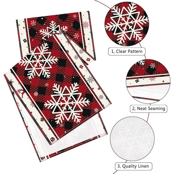 Christmas Table Runner 72 Inches Long Buffalo Plaid - Picture 4 of 6